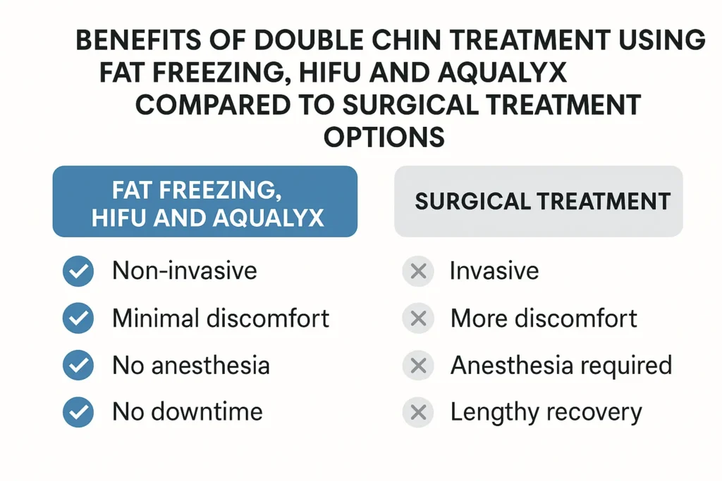 Graphic about the benefits of double chin treatment Hampton Hill - from LA LIPO